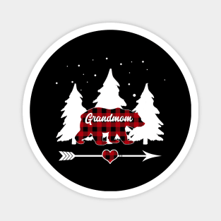 Grandmom Bear Buffalo Plaid Christmas Matching Family Pajama Magnet